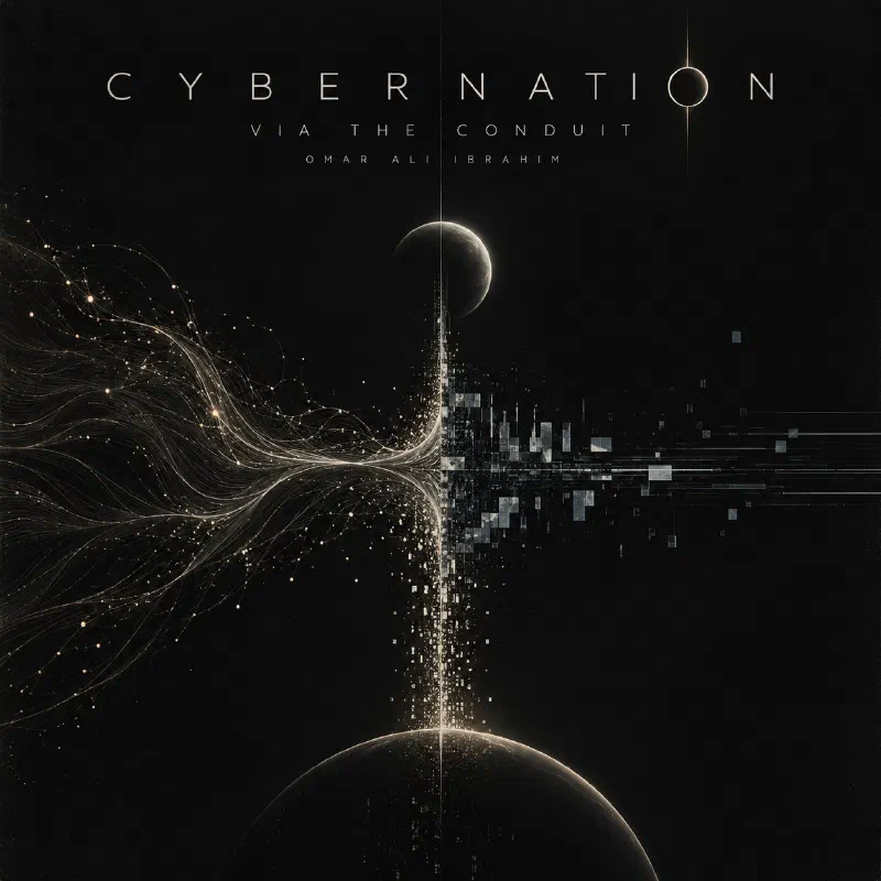 The CYBERNATION cover image in monochrome, with the red removed.