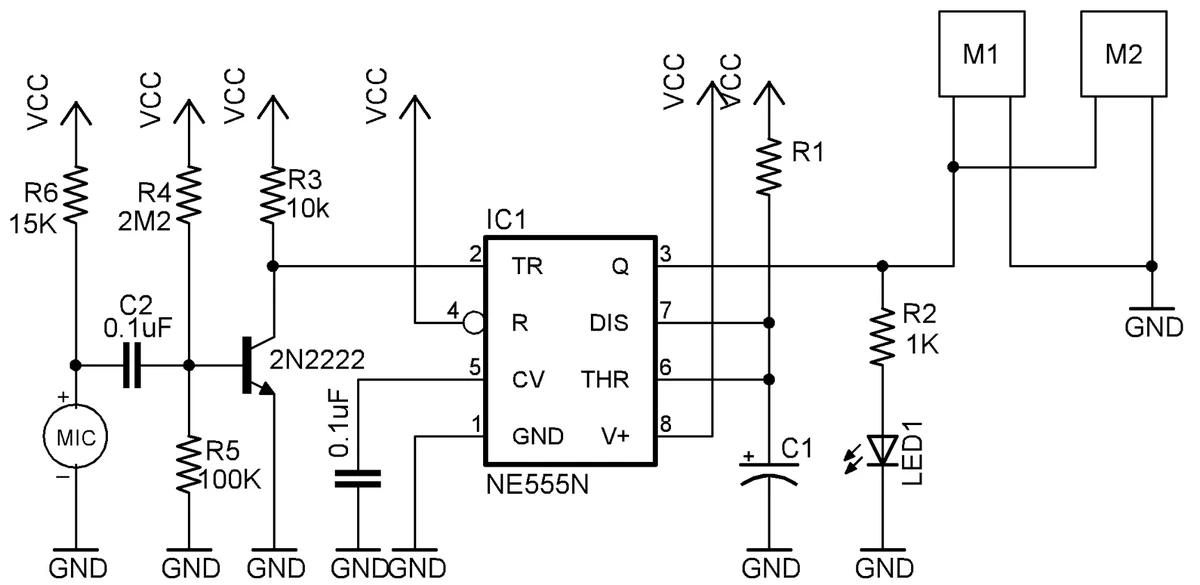 Original 555 astable motor-control extension circuit