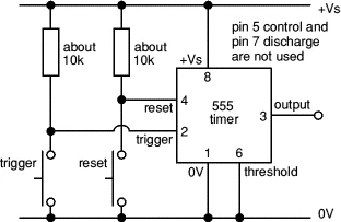 Original 555 bistable memory circuit
