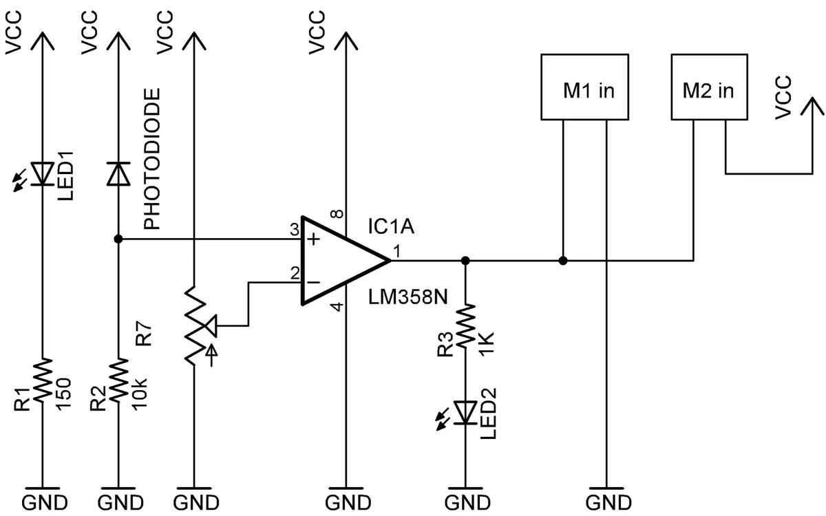Original one-sensor line follower schematic