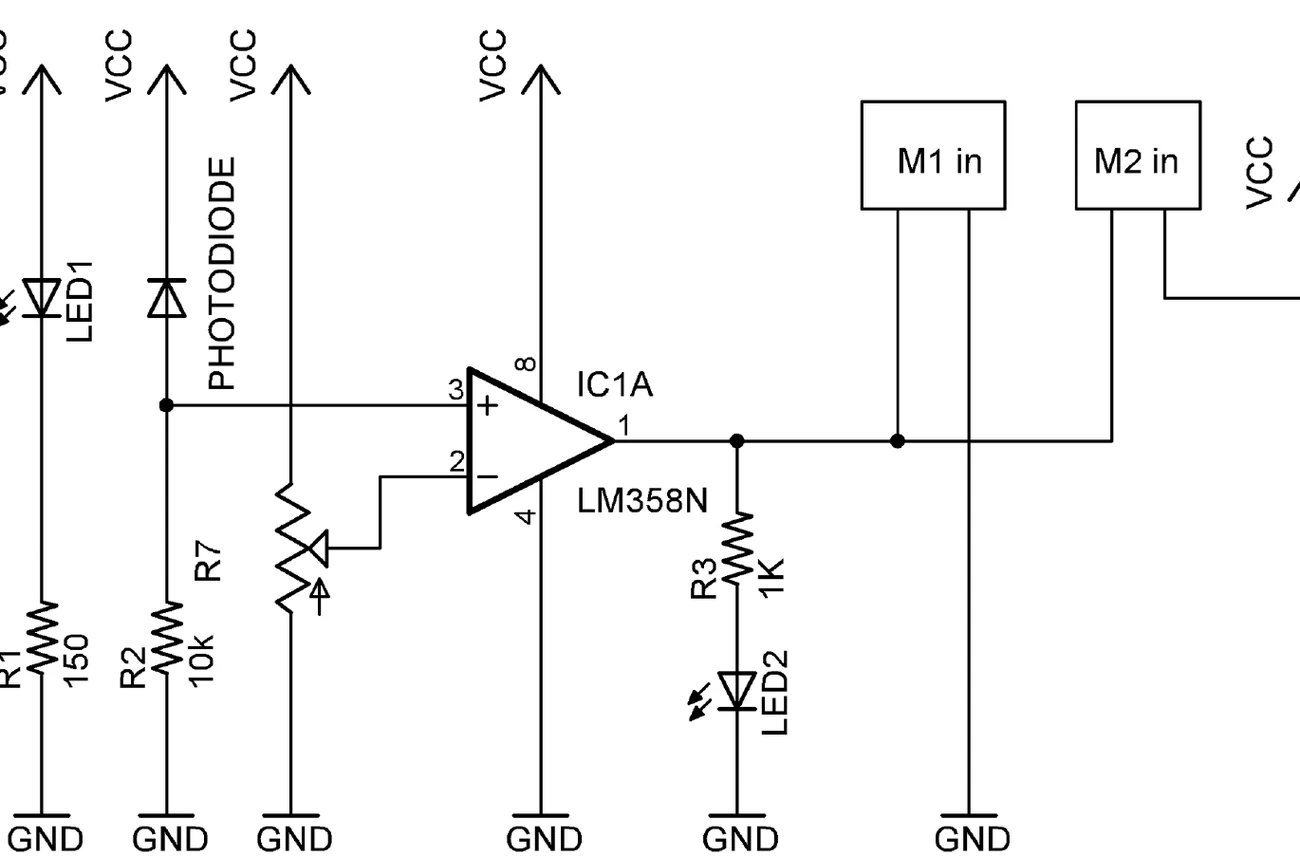 Original photodiode comparator line-follower circuit