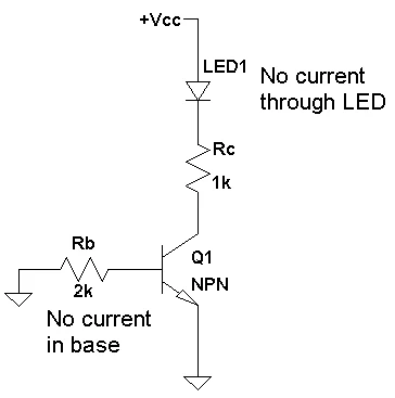 Original transistor switch diagram with no base current