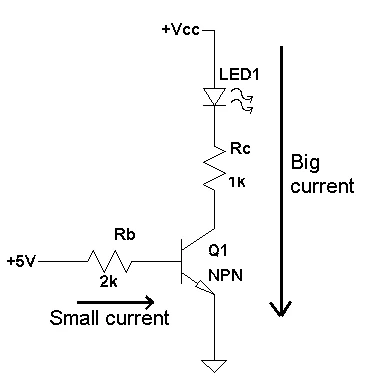Original transistor switch diagram with base current