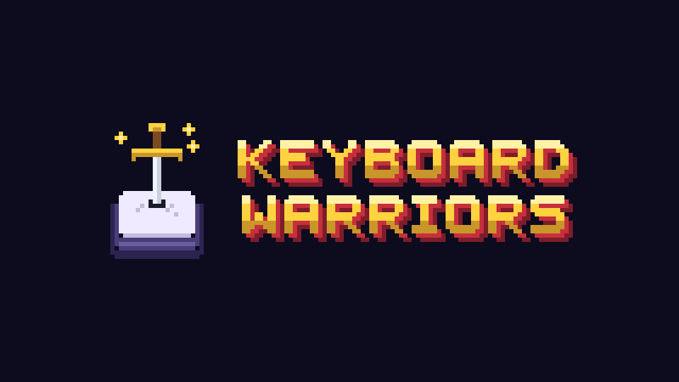 The Keyboard Warriors logo: a pixel-art sword plunged into a keycap, next to the words KEYBOARD WARRIORS in gold